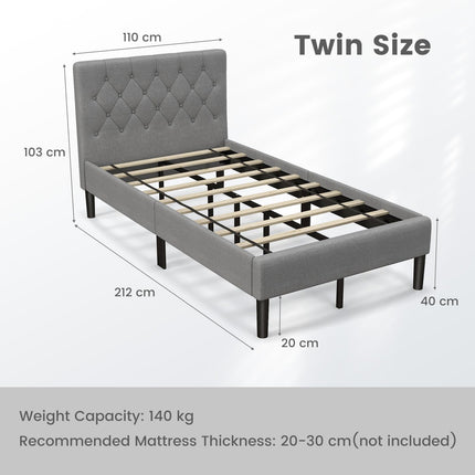 Dreamade Twin Size Upholstered Bed Frame
