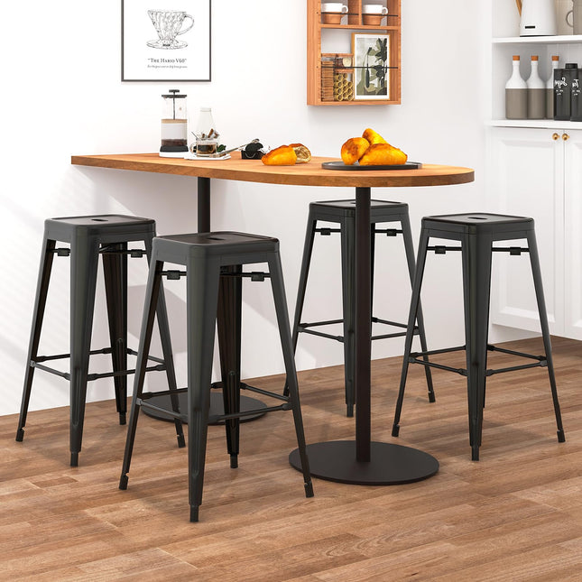 Dreamade Metal Backless Bar Stools Set of 4, 30" Bar Height Modern Industrial Barstools w/Cut-out Handle