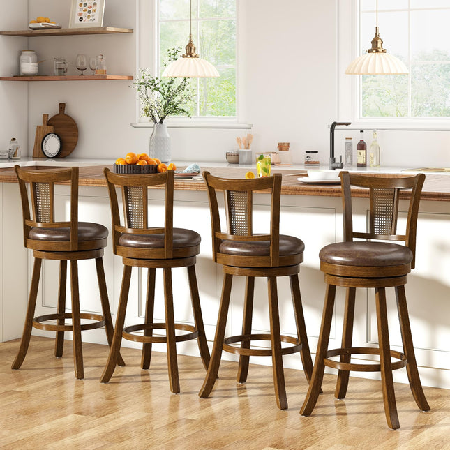 Dreamade 30" Upholstered Leathaire Farmhouse Barstools for Kitchen Island Dining Room Pub