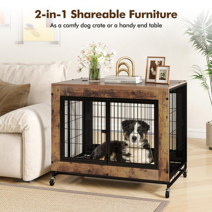 Dreamade Dog Crate Furniture with Wheels
