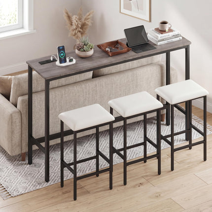 Dreamade 4 Piece Bar Table and Chairs Set with Power Outlet