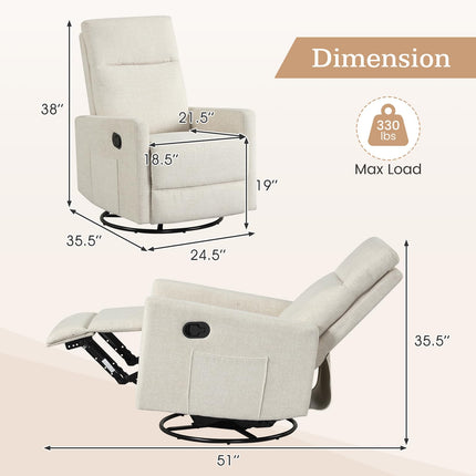 Dreamade 360° Nursery Recliner Chair with Adjustable Cushioned Back