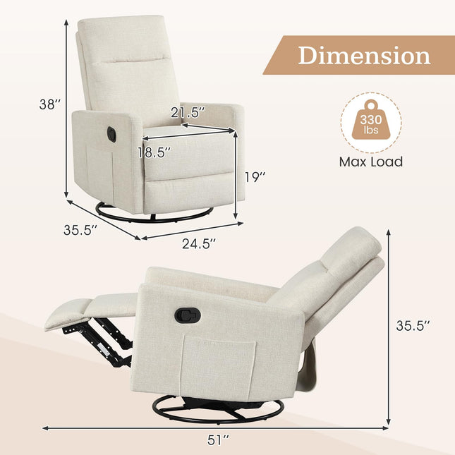 Dreamade 360° Nursery Recliner Chair with Adjustable Cushioned Back