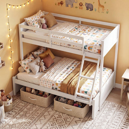 Dreamade Twin Over Full Bunk Bed Wood Bunk Bed