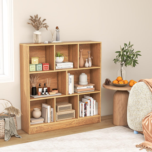 Dreamade 8 Cube Bookcase, 4-Tier Freestanding Bookshelf w/ 8 Open Compartments, 2 Anti-Tipping Kits