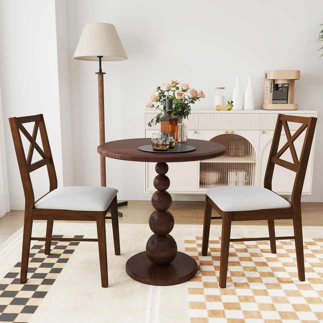 Dreamade Wooden Dining Chairs Set of 2/4, Upholstered Kitchen Chairs w/Cross Back & Padded Seat