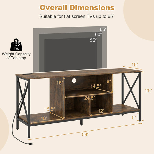 Dreamade TV Stand with LED Lights for 65 Inch TV