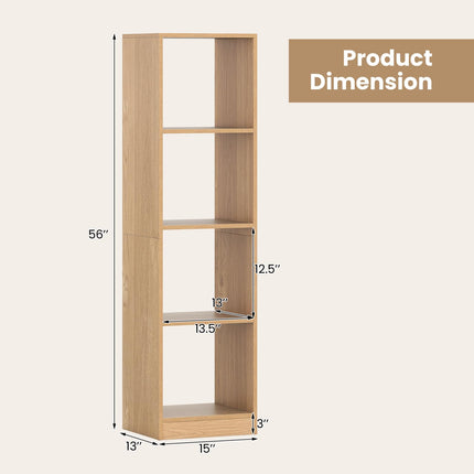 Dreamade 56" Tall 4 Cube Bookcase for Small Place