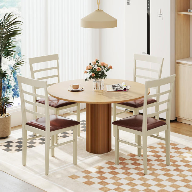Dreamade PU Leather Upholstered Kitchen Chair with Rubber Wood Frame