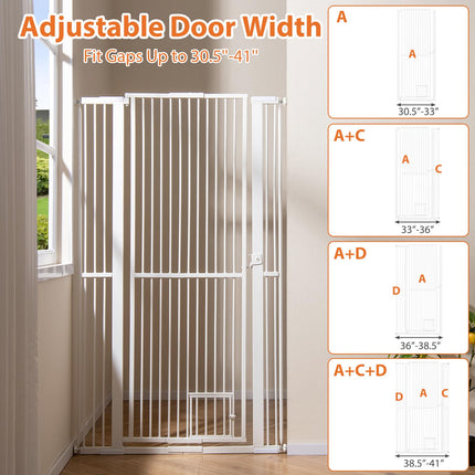 Dreamade 67.5" Extra Tall Pet Gate Heavy-Duty Metal Cat Gate with 30.5"-41" Wide Opening