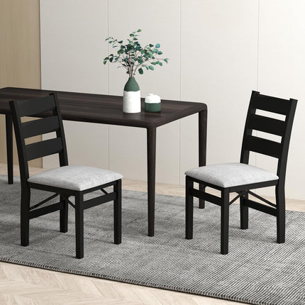 Dreamade Folding Dining Chairs Set of 2, Modern Upholstered Kitchen Chairs w/Slatted Backrest & Padded Seat