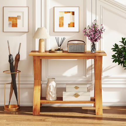 Dreamade Solid Teak Wood Console Table