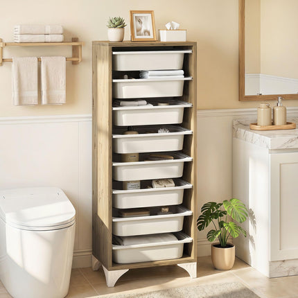 9-Tier Fruit and Vegetable Storage Rack Freestanding Wooden Pantry Organizer Cabinet