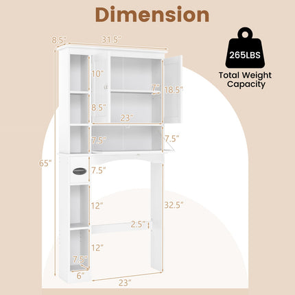 Dreamade White Over The Toilet Storage Cabinet Freestanding Bathroom Organizer