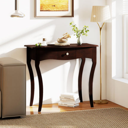 Dreamade Console Table with Drawer and Solid Wood Frame