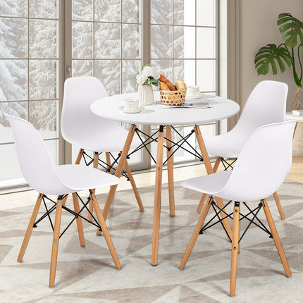 Dreamade Dining Table, Round Dining Room Table with Solid Beech Wood Legs