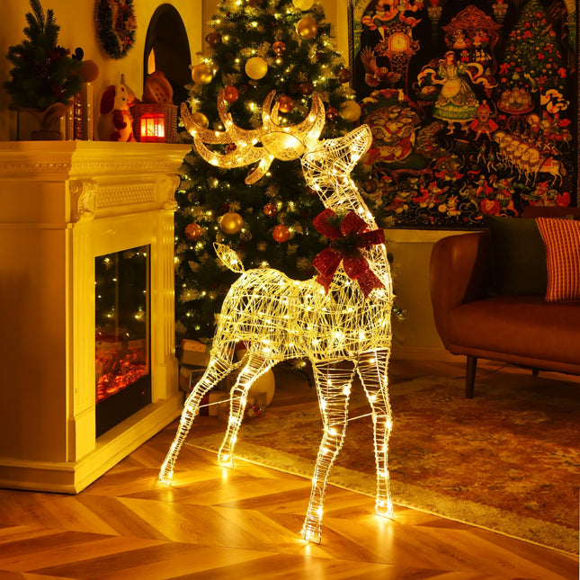Dreamade Lighted Christmas Reindeer | 4.4 FT Pre-Lit Xmas Holiday Decoration