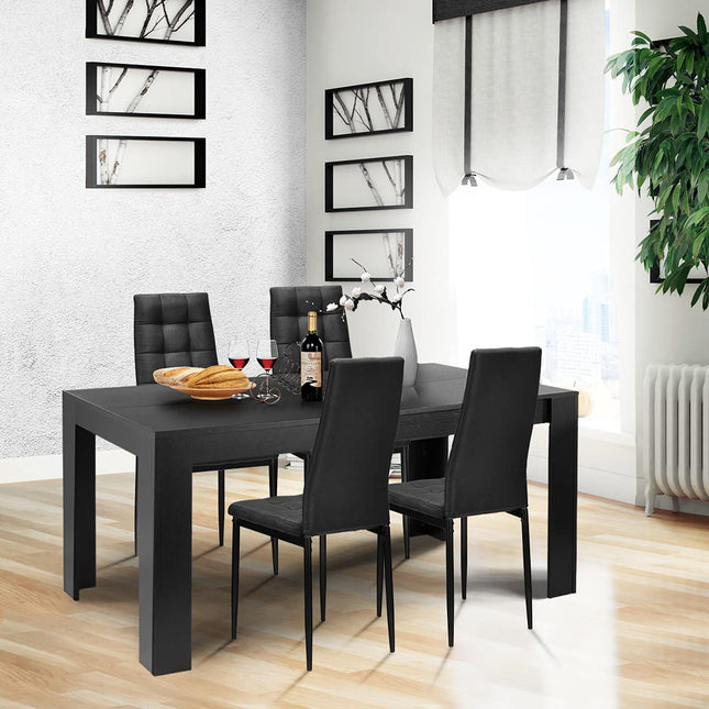 Dreamade 9 Pcs Dining Table Set, Wood Rectangular Table with 8 Upholstered Chairs Set