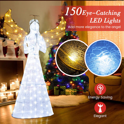 Dreamade 5 FT Christmas Pre-Lit Angel, Yard Lighted-up Festive Angel w/Halo