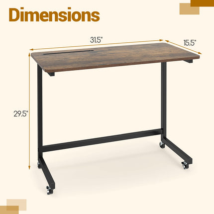 Dreamade Mobile C-Shape Side Table - Rolling Bedside Table w/Tablet Slot