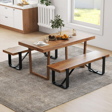Dreamade Dining Bench, 60 Inch Entryway Shoe Rack Bench, Long Kitchen Bench with Metal Frame