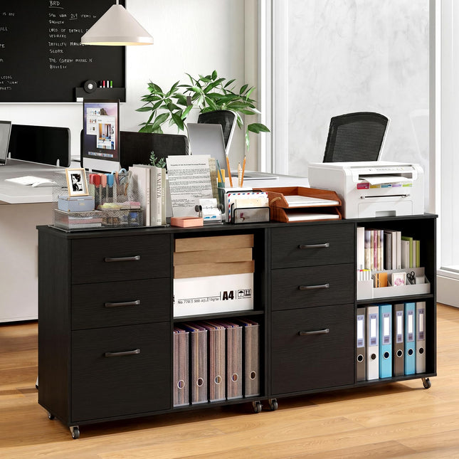 Dreamade 3-Drawer Mobile File Cabinet with Open Storage Shelves