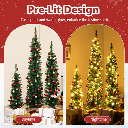 Dreamade 3' 4' 5' Pre-Lit Artificial Christmas Tree Set of 3