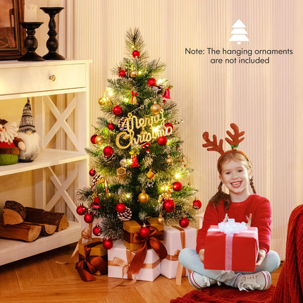 Dreamade 3ft Pre-Lit Mini Tabletop Christmas Tree with 20 Warm White LED Lights, 8 Modes, Timer, 81 PVC & Pine Needles