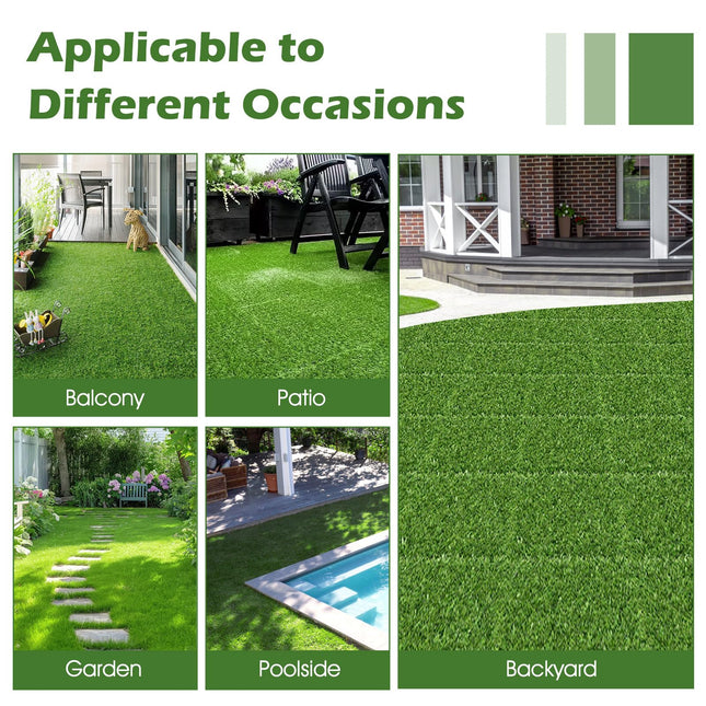 Dreamade 12” x 12” Pack of 30 Fake Grass Turf Tiles Set