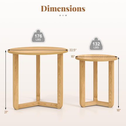 Dreamade Farmhouse Round Nesting Coffee Table Set of 2 Wood Nesting End Tables
