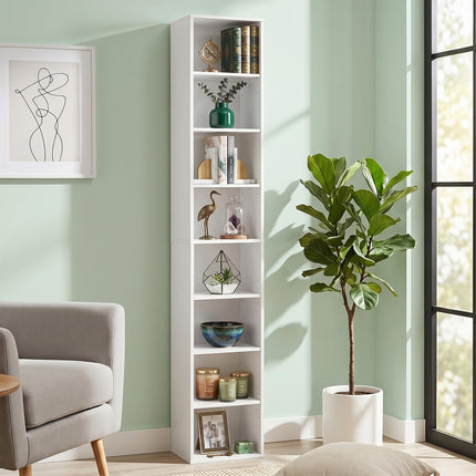 Dreamade 8-Tier Tall Narrow Media Tower Rack with 4 Adjustable Shelves (1/2)