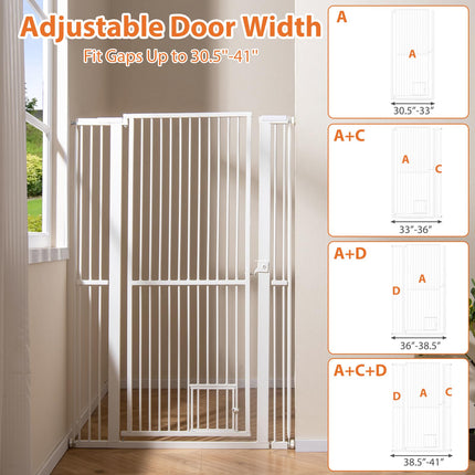 Dreamade 59” Extra Tall Pet Gate Heavy-Duty Metal Cat Gate with Wide Opening