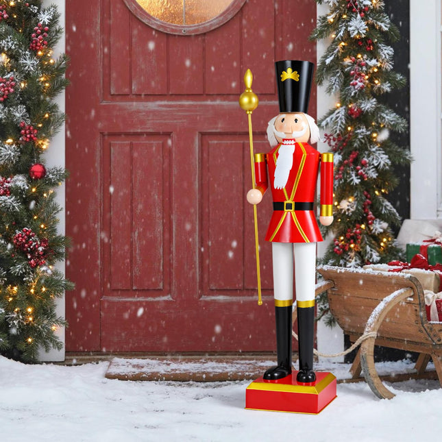 Dreamade 4' Christmas Nutcracker w/High Hat Beautiful Scepter Uniform & Boots