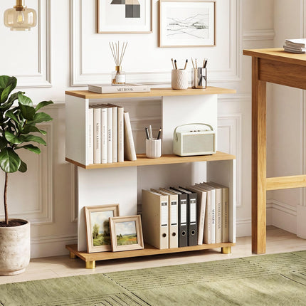 Dreamade 3-Tier Geometric S Shaped Bookcase with Open Storage Shelves (1/2)