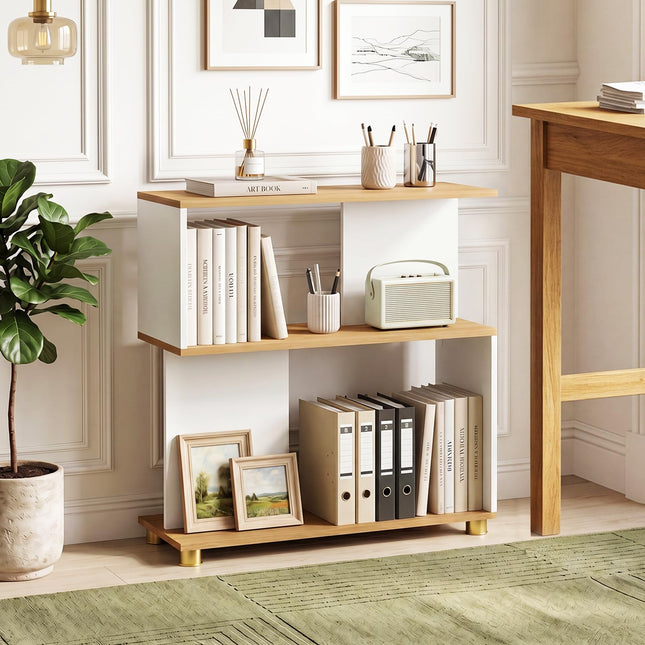 Dreamade 3-Tier Geometric S Shaped Bookcase with Open Storage Shelves (1/2)