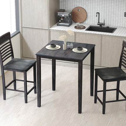 Dreamade Square Dining Table with Solid Wood Frame