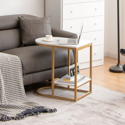 Dreamade Side Table, 2-Tier C-Shaped End Table