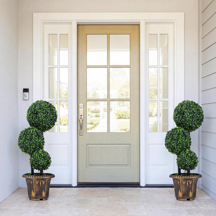 Dreamade 2.5 FT Artificial Boxwood Topiary Tree Evergreen Faux Potted Plants (1/2 Pack)