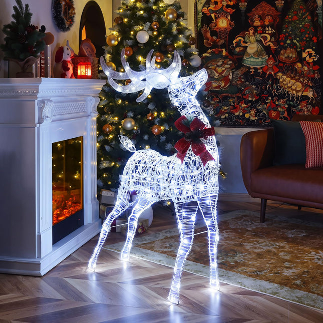 Dreamade Lighted Christmas Reindeer | 4.4 FT Pre-Lit Xmas Holiday Decoration