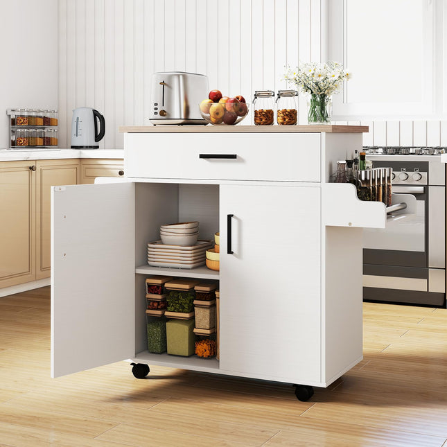 Dreamade Kitchen Island with Storage 41.5" W Rolling Island Table