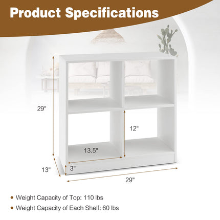 Dreamade 4-Cube Bookcase - 2-Tier Bookshelf Open Back