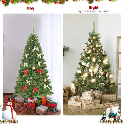 Dreamade Artificial Christmas Tree, Unlit Premium Hinged Spruce Xmas Tree with Solid Metal Stand, for Outdoor and Indoor Decor