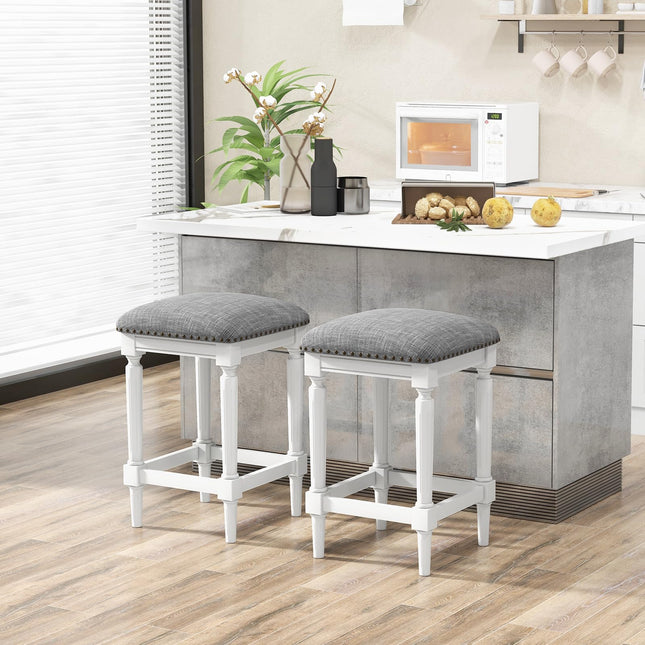 Dreamade Bar Stools Set of 2, 3-Height Adjustable 19"/27"/31" Wood Barstools with Padded Seat