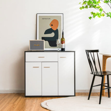 Dreamade Buffet Cabinet with Storage, 3 Door Kitchen Cupboard with Large Drawer, Adjustable Shelf
