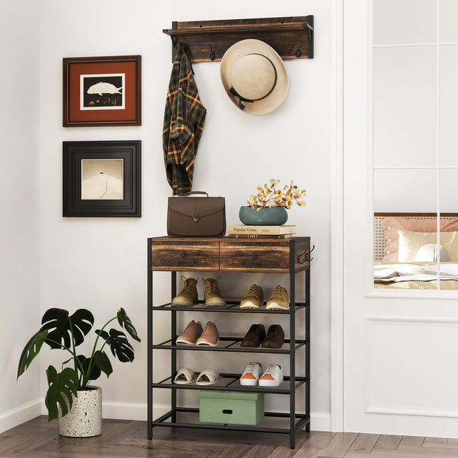 Dreamade Coat Rack Shoe Stand Set