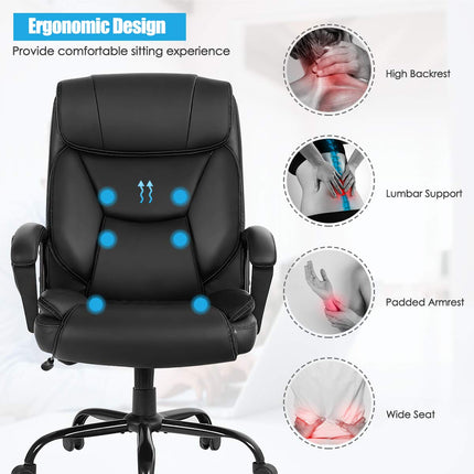 Dreamade 500 lbs Big and Tall Office Chair, Massage Executive Chair w/ 6 Vibrating Points