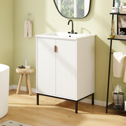 24” Undermount Bathroom Storage Cabinet and Sink Combo Set with 2 Doors