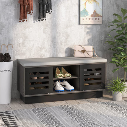Dreamade Entryway Shoe Storage Bench - Shoe Rack w/Seat Cushion & 6 Storage Compartments