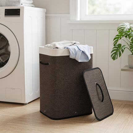 Dreamade 19 Gal Rectangular Bamboo Laundry Hamper with Lid