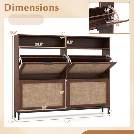 Dreamade Large Shoe Storage Cabinet w/ 4 Flip Drawers